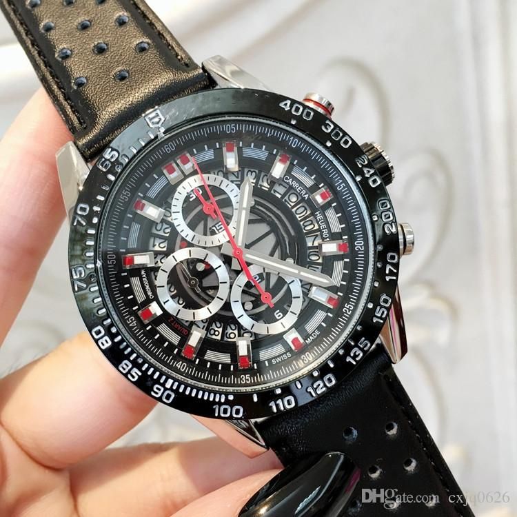 Japan Moveme Man Quartz Watch High Quality Genuine Leathe Calendar Watch Gold Silver Wristwatch