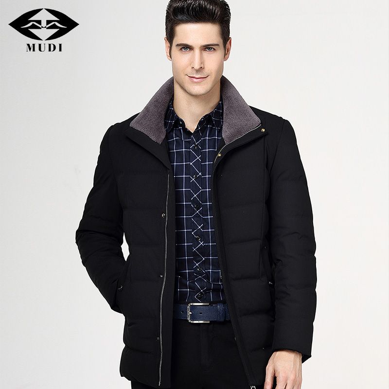 2019 MUDI Men&#39;S Winter Jacket Business Thick Long Down Coat Male Anorak Jackets 90% White Duck ...