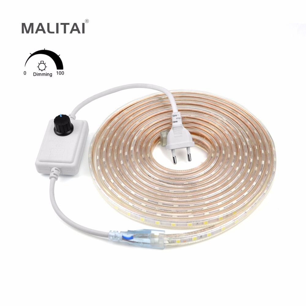 Dimmable Waterproof Ac 220v Led Strip 5050 Smd 60leds M Light Dimmable Waterproof Ac 220v Led Strip 5050 Smd 60leds M Light Garden Outdoor Decoration String With Eu Plug Dimmer Kit Blue Strips