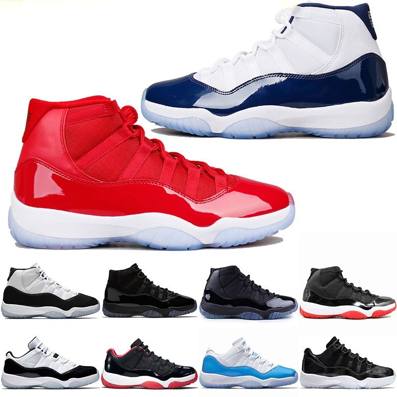 Cheap Men 11 11s Basketball Shoes Cap And Gown Gamma Blue Iridescent Gym Red UNC Concord Bred