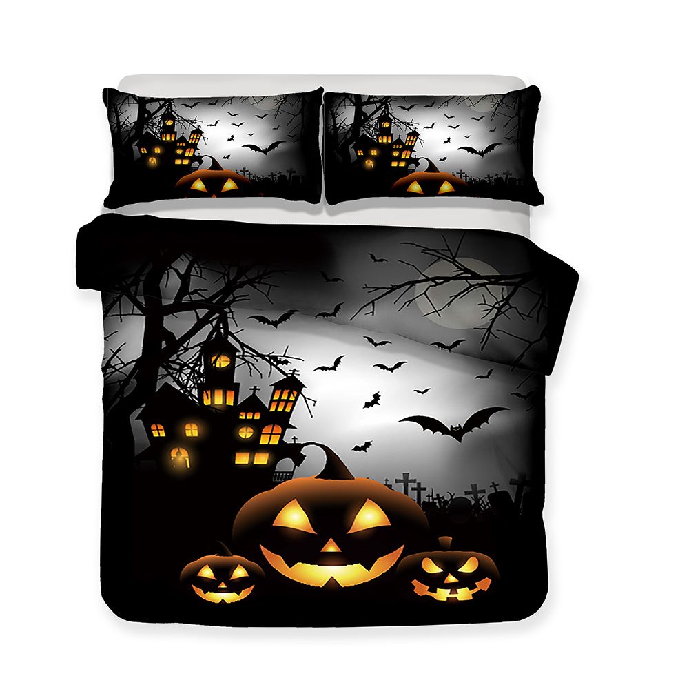 Home Decor Castle Under The Moon And Weird Pumpkin Pattern Home Decor Castle Under The Moon And Weird Pumpkin Pattern Printed Bedding Sets All Sizes Pillow Case Quilt Cover Duvet Bedroom