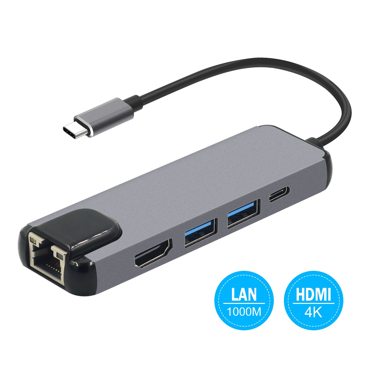 Acheter 5 En 1 Hub USB Type C Adaptateur Hdmi Rj45 Lan Pour Macbook Pro