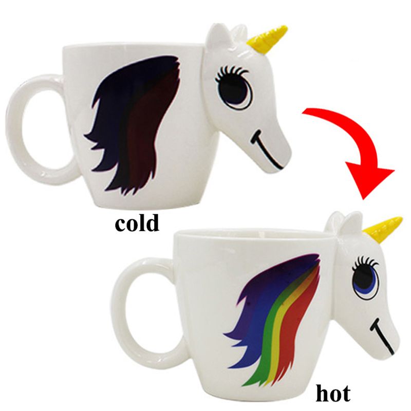 Cartoon Color Changing Magic Unicorn Mug Funny 3D Rainbow ...
