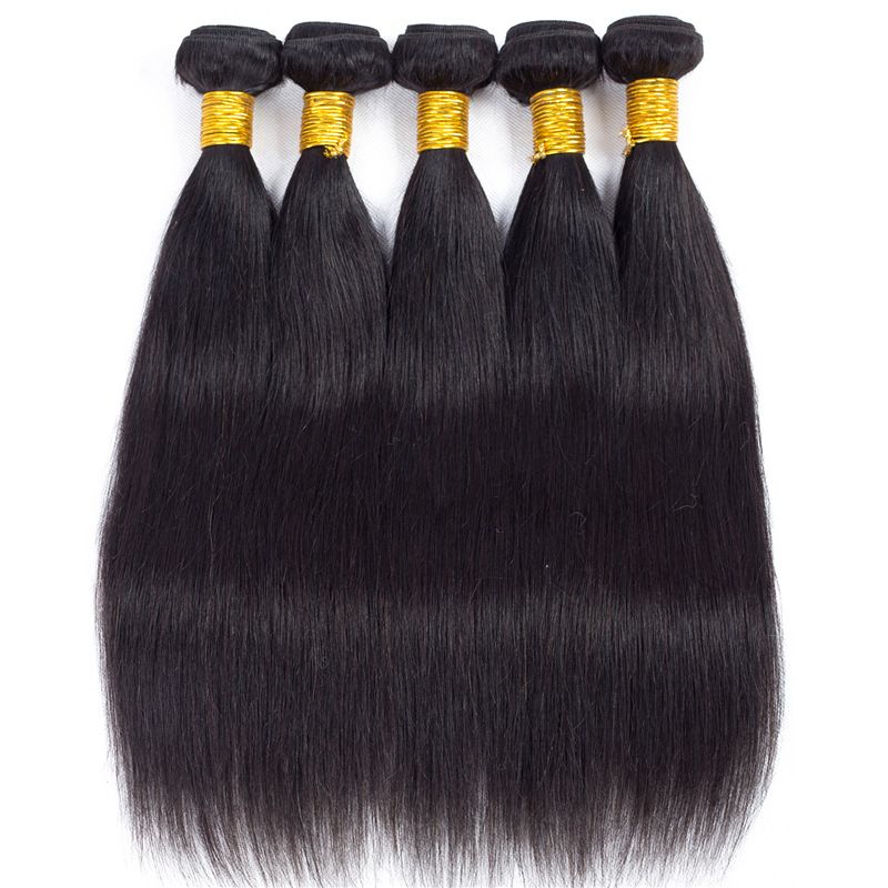3 Bundles 4 Bundles Human Hair Weaves Straight Black Color Non