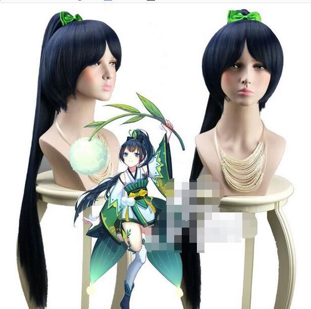 Long Straight Wig Black Onmyoji Cosplay Hair Anime Dandelion