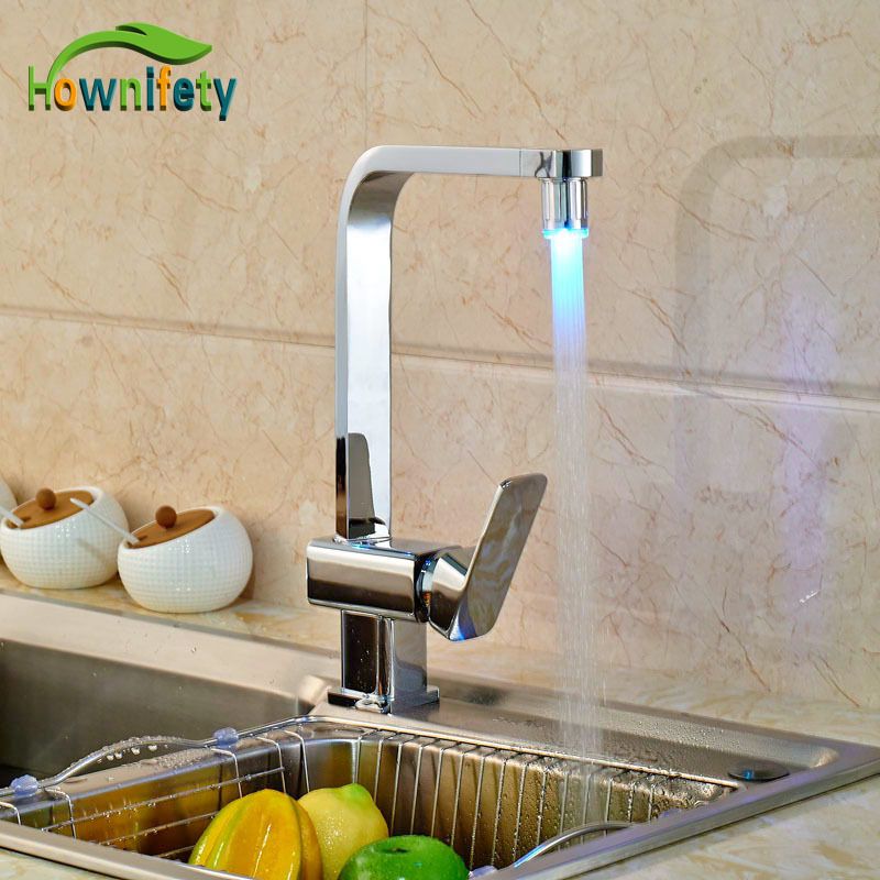 Led Color Change Kitchen Faucet Deck Mounted Chorme Polish Single Led Color Change Kitchen Faucet Deck Mounted Chorme Polish Single Handle One Hole Mixer Tap Bathroom Shower With 166 13 Piece
