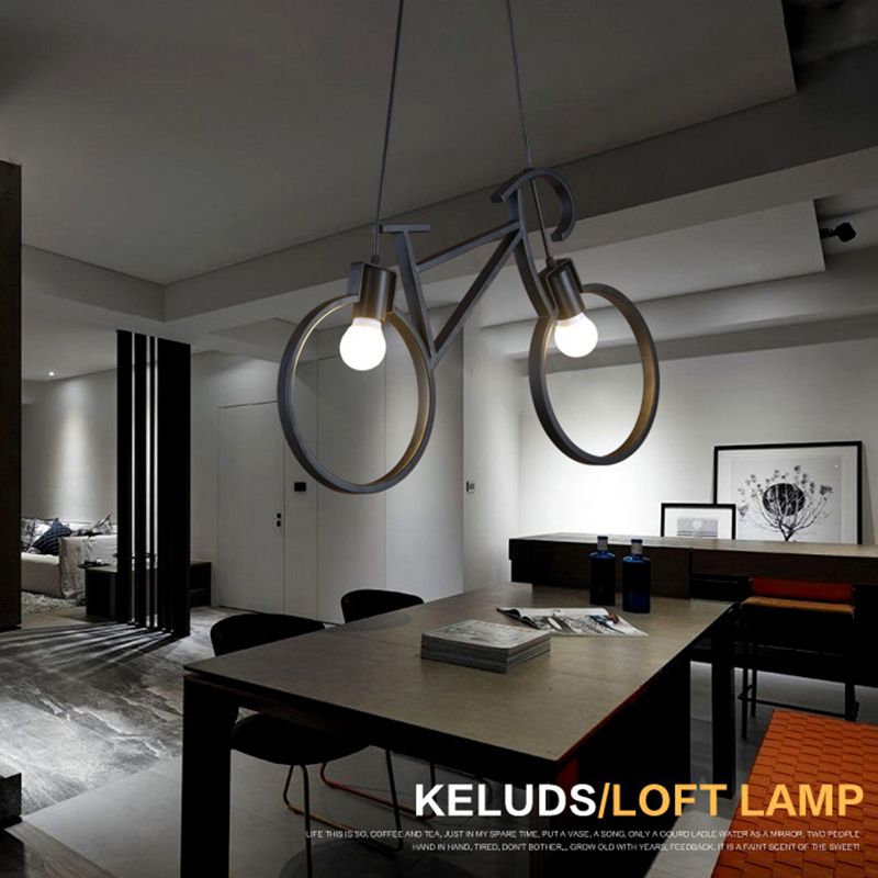 Iron Retro Vintage Bicycle Pendant Light E27 Lamp Edison Iron Retro Vintage Bicycle Pendant Light E27 Lamp Edison Bulb American Style For Living Room Bedroom Ac90v 260v Glass N