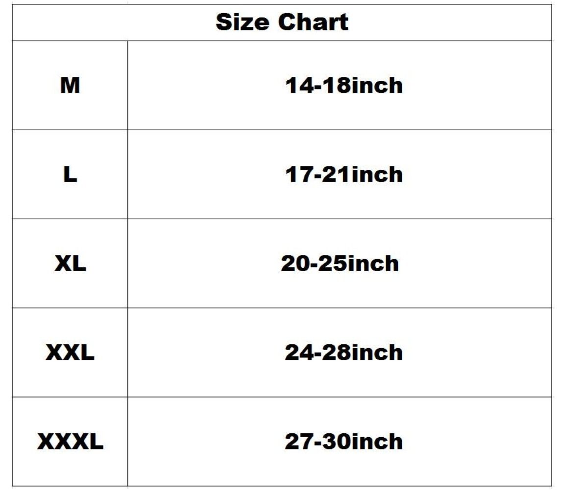 Garter Size Chart