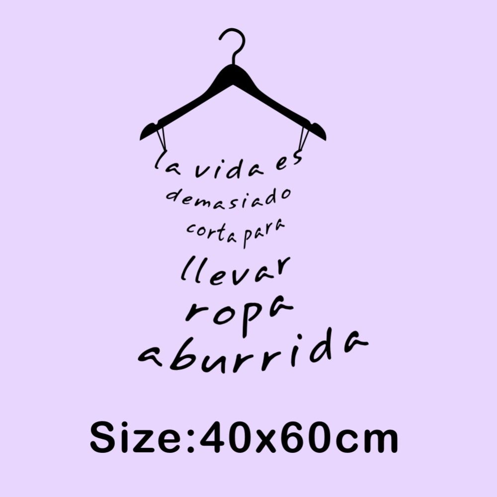 Spanish Clothing Quote Vinyl Decals Wall Sticker Laday S Young Girl S Fitting Room Cloakroom Fashion Store Wardrobe Decoration Adhesive Wall Art