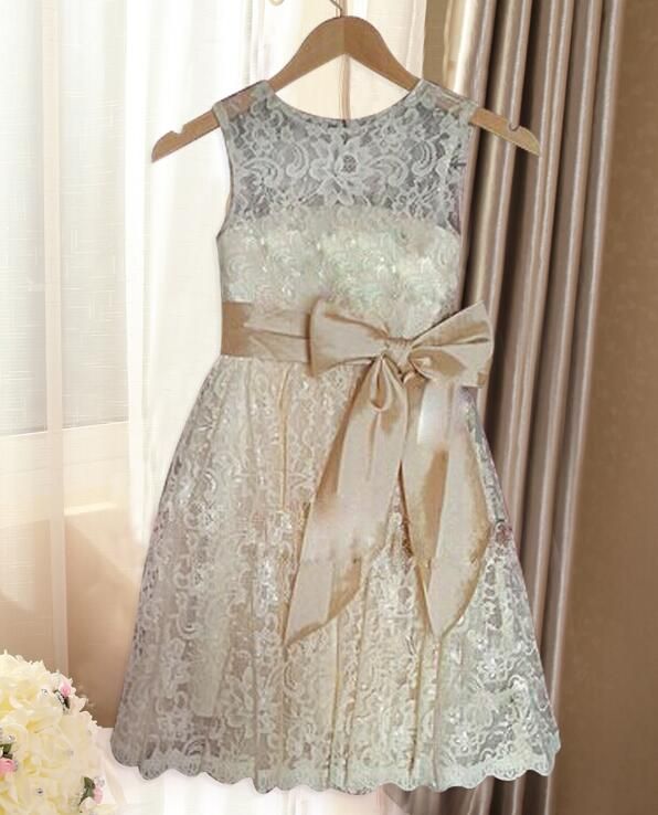 Tafeta Junior Bridesmaid Dresses in Champagne