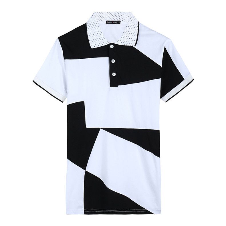 2020 Short Shirt Summer Mens Shirts Black White Geometric Printed ...