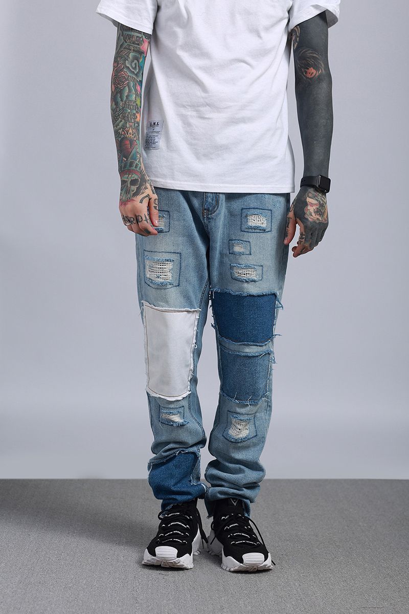 Acquistare Pantaloni Di Jeans Da Motociclista Strappati Da Uomo Di Marca  Tide Vintage Pantaloni Da Jeans Di Jeans Strappati Cuciti A Stoffa Stile  Giapponese Economico | Consegna Veloce E Qualità | DHgate Italy