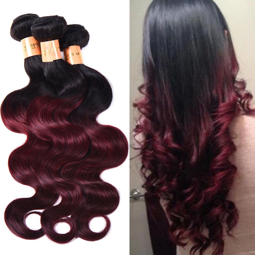 Cheap Ombre 1b 99j Color Indian Virgin Hair Body Wave Unprocessed