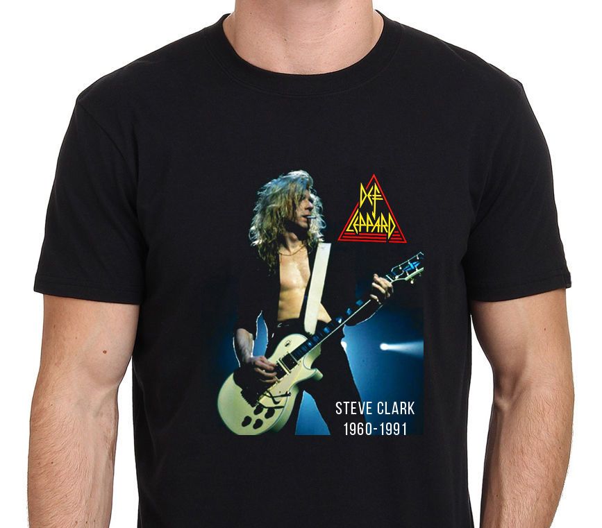 Steve Clark Def Leppard Guitarist Legend Black T Shirt Size S M L Xl Xxl Short Sleeve O Neck Cotton T Shirt Mens Short Sleeve