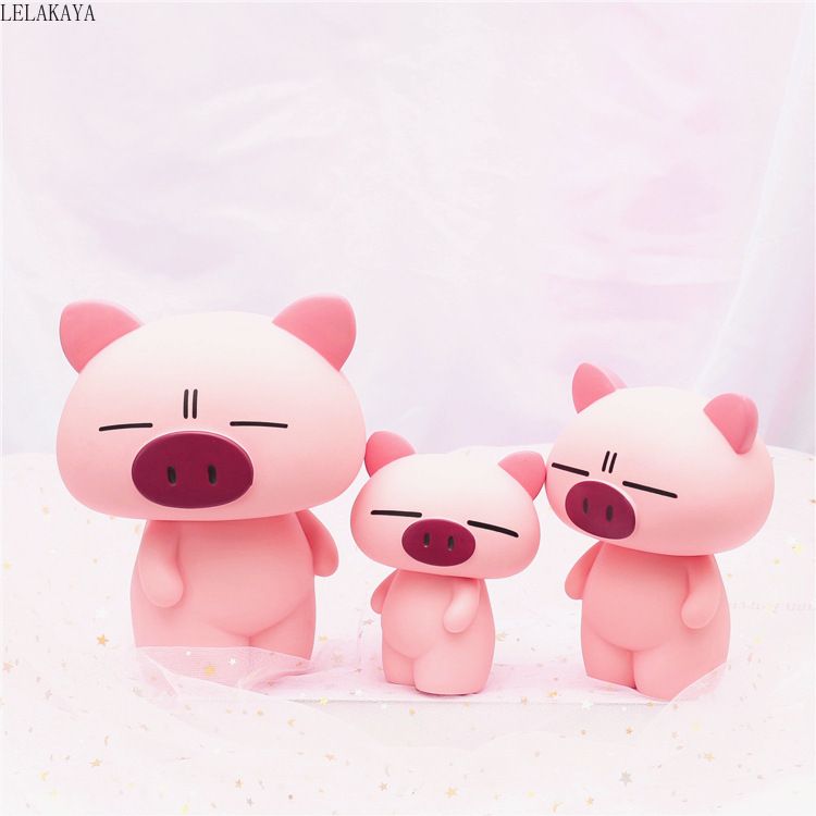 2019 Resin Cartoon Animals Pink Pig Anime Action Figure Printed - 2019 resin cartoon animals pink pig anime action figure printed piggy bank saving money box kids gift decoration night light toys new from chengdaphone07