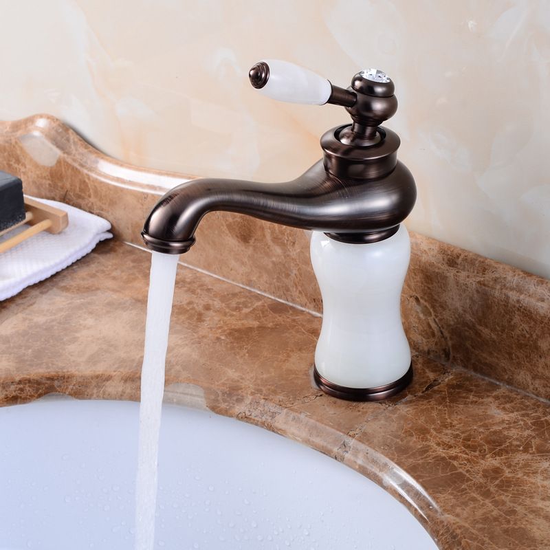 2019 Antique White Jade Kitchen Faucets Brass Black Basin Faucet 2019 Antique White Jade Kitchen Faucets Brass Black Basin Faucet Crysatl Single Handle Hole Sink Mixer Taps Hot Cold Water From Williem