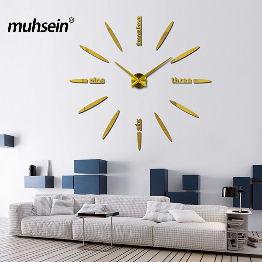 3d large wall sticker clock new wall clock acrylic metal mirror big