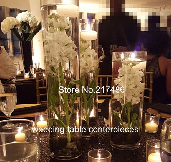 Clear Acrylic Vases With Candles That Can Float Also Small Candle