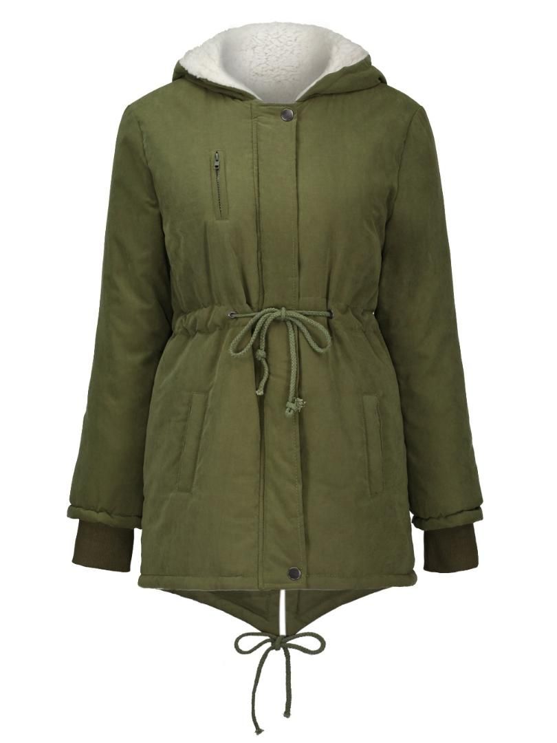 2020 Army Green Women Coat 2018 Winter Coat Zipper Long Sleeve Hooded ...