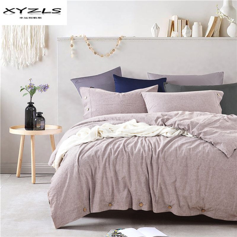 Xyzls 100 Linen Duvet Cover Set Modern Solid Color Bedding Sets Twin Queen King Size Quilt Pillowcases Home Textile