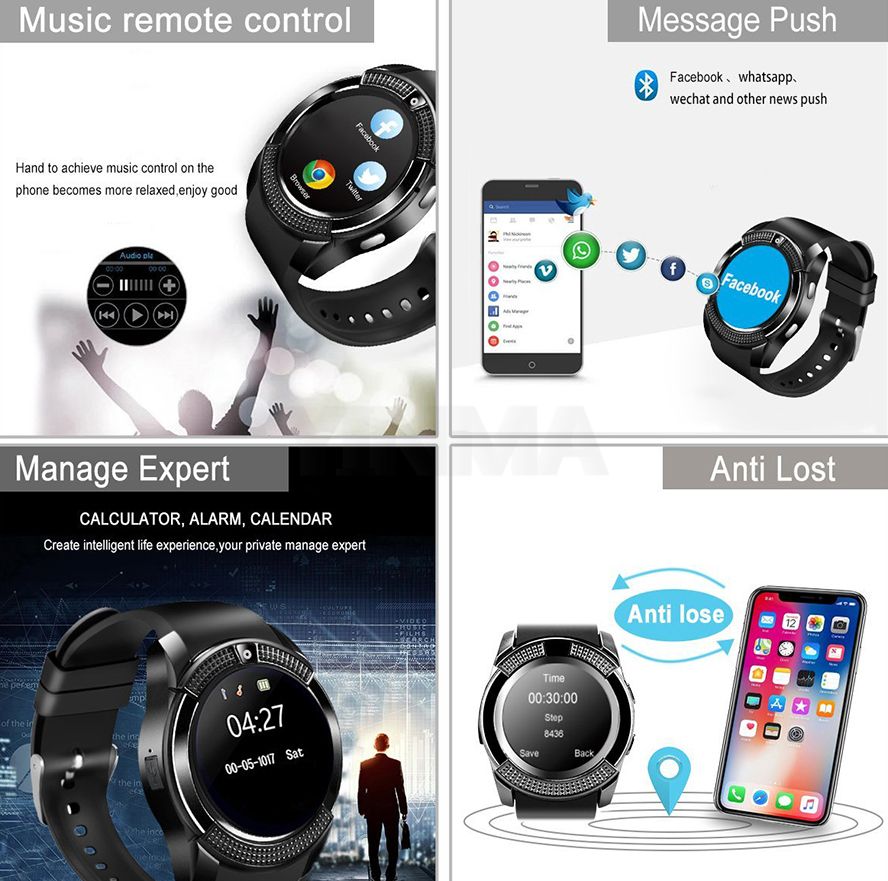 smart watch v8 iphone