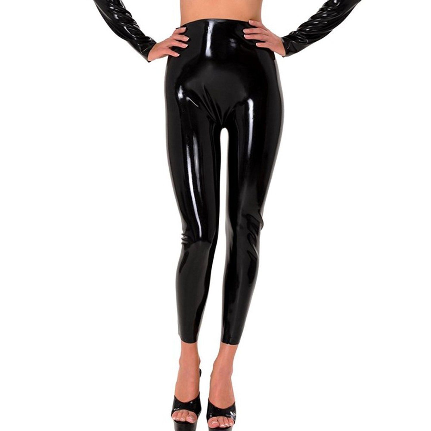 Leggings Femme Long En Avec Fitness Caoutchouc Latex Pour Pantalon Derrière 4AR3j5L