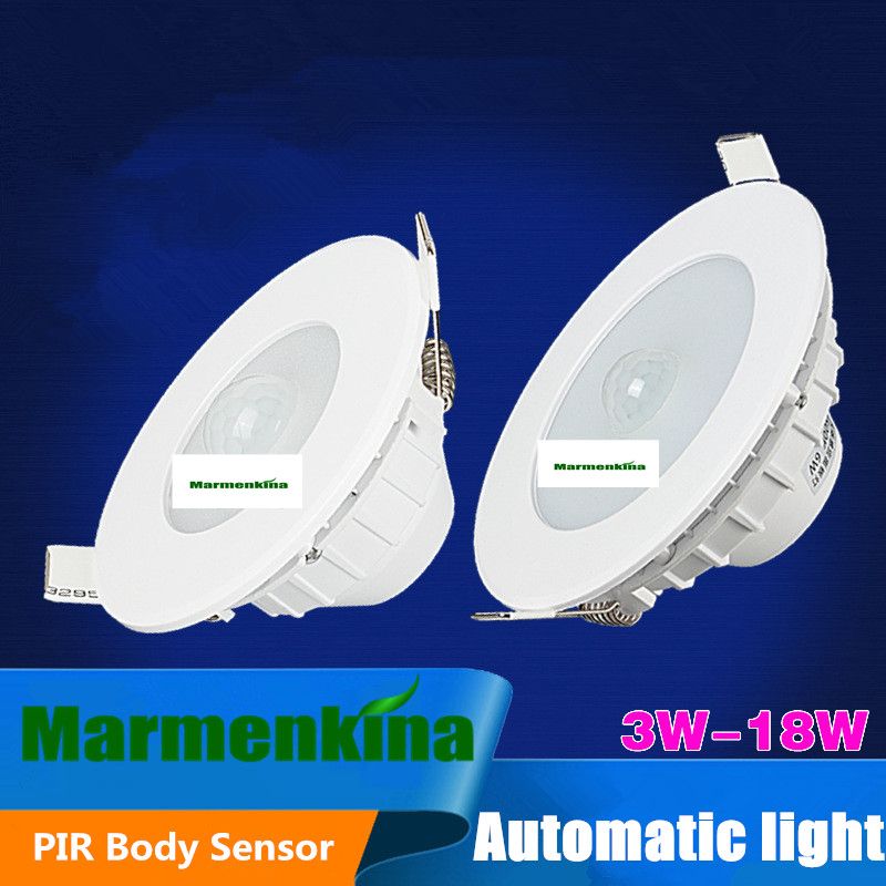 6w 9w 12w 18w Led Pir Infrared Motion Sensor Downlights Bulb Recessed Ceiling Light Automatic Ac 220v 230v 240v