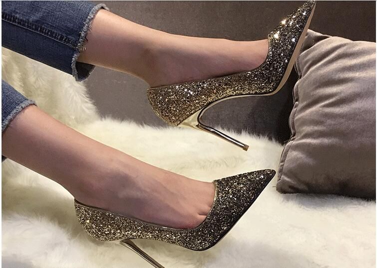 gold 3 inch heels