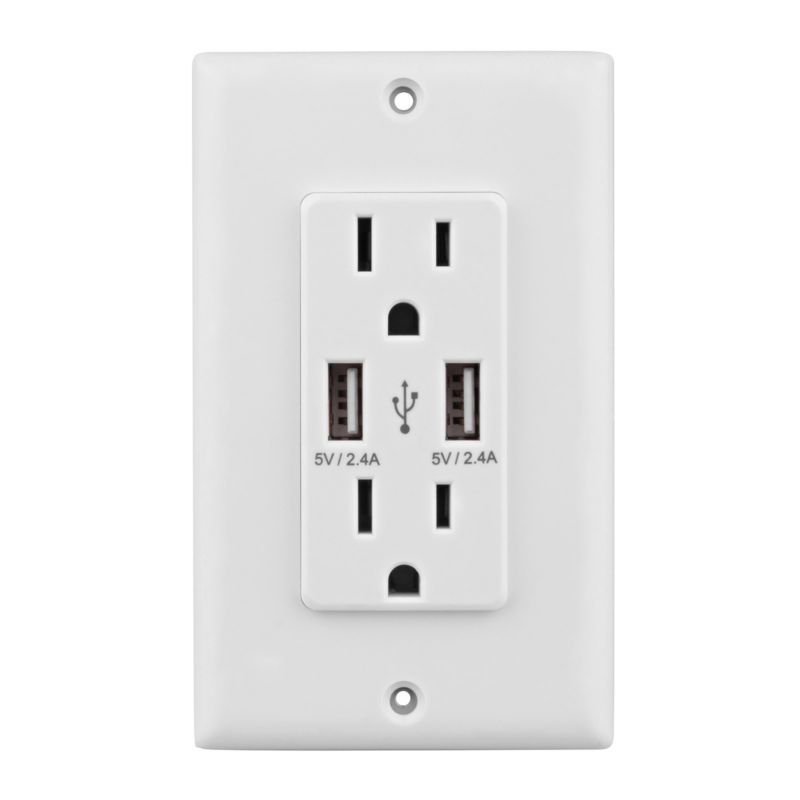 Usa 4 2a 2 Port Rapid Charging Usb Wall Conventional Socket Double Charger For Home Room And Factory
