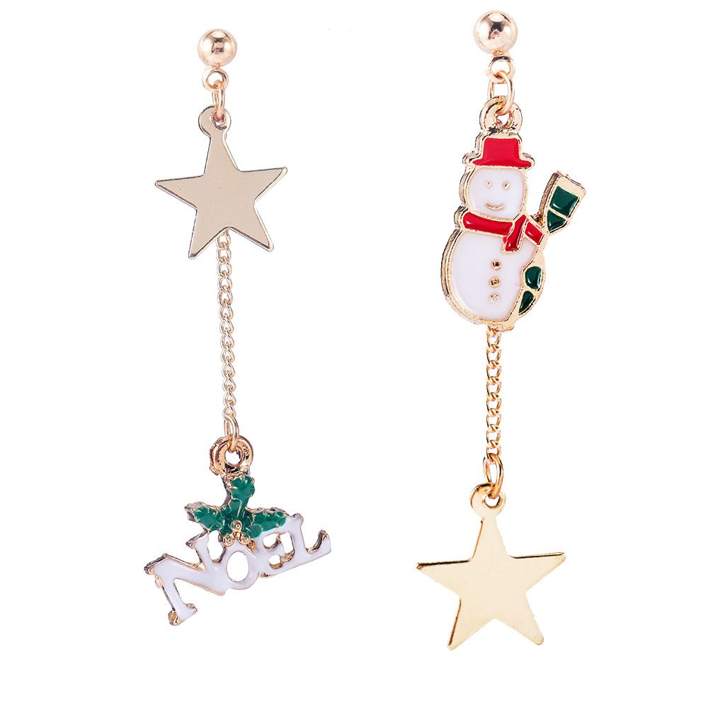 2018 2008 New Asymmetric Japanese And Korean Temperament Earrings Lady Creative Personality Snowman Christmas Tree Pendant Earrings From Yzcfqtqrlc