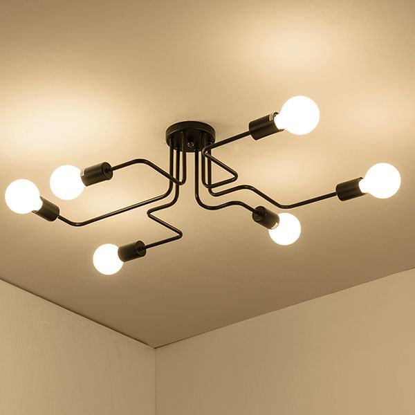 4 6 8 Heads Multiple Rod Wrought Iron Ceiling Light Retro Industrial 4 6 8 Heads Multiple Rod Wrought Iron Ceiling Light Retro Industrial Loft Nordic Dome Lamp For Home Decor Dinning Cafe Bar 110v 240v With