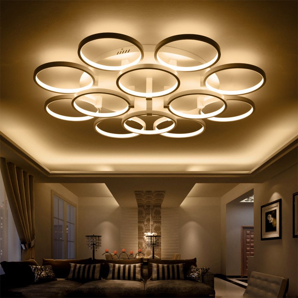Rings White Finished Chandeliers Led Circle Modern Chandelier Lights Rings White Finished Chandeliers Led Circle Modern Chandelier Lights For Living Room Acrylic Fuloc Indoor Lighting Ceiling Light Pendant From Honpus