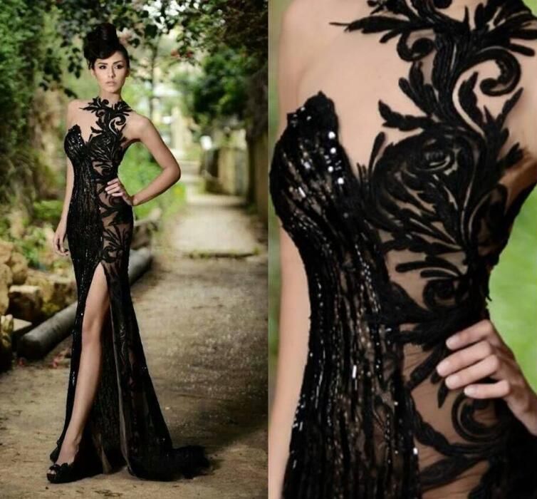 Prom Dresses 2018 Sheer Black