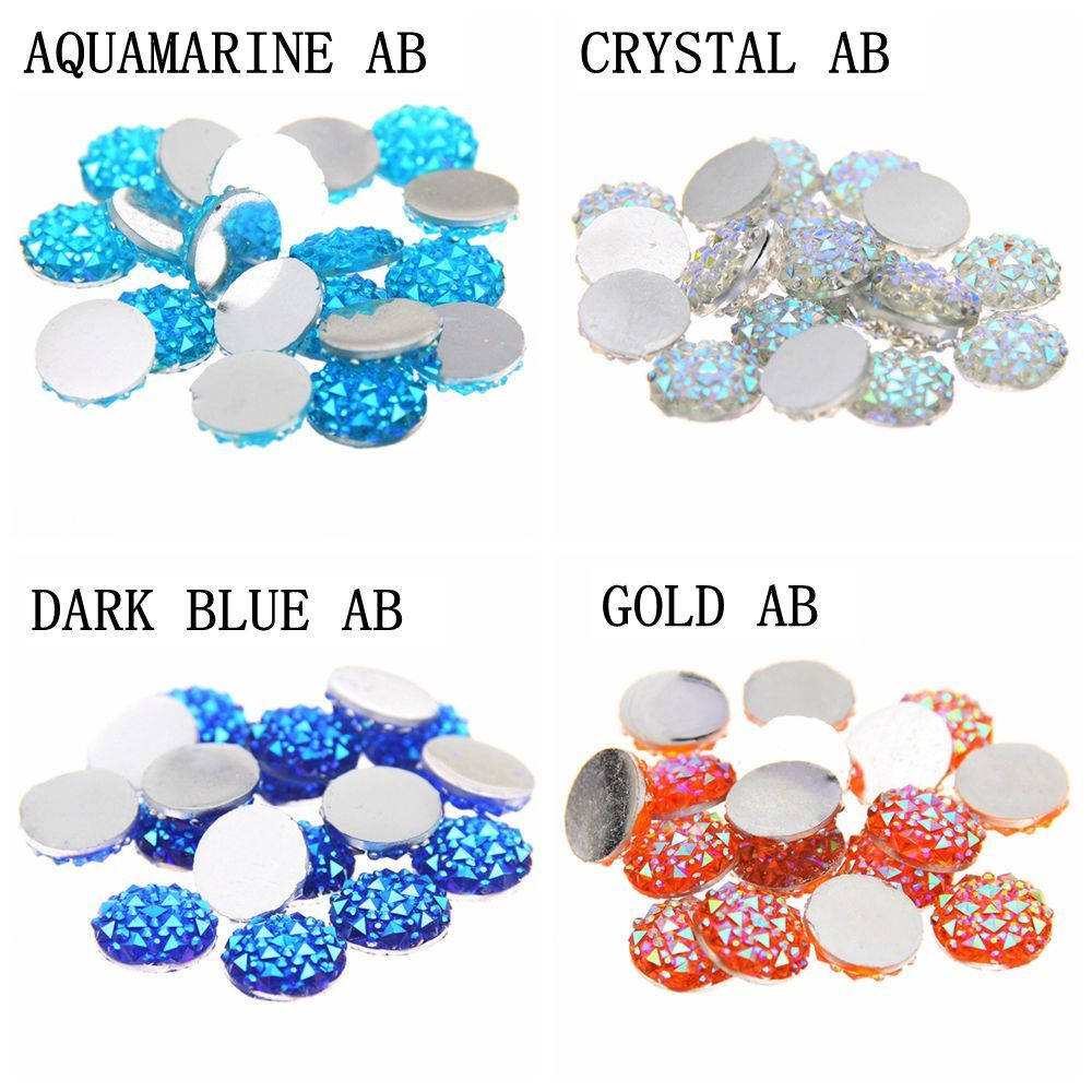 16mm AB Clear Heart Faceted Acrylic Crystal Rhinestone Flatback Gem No Hole