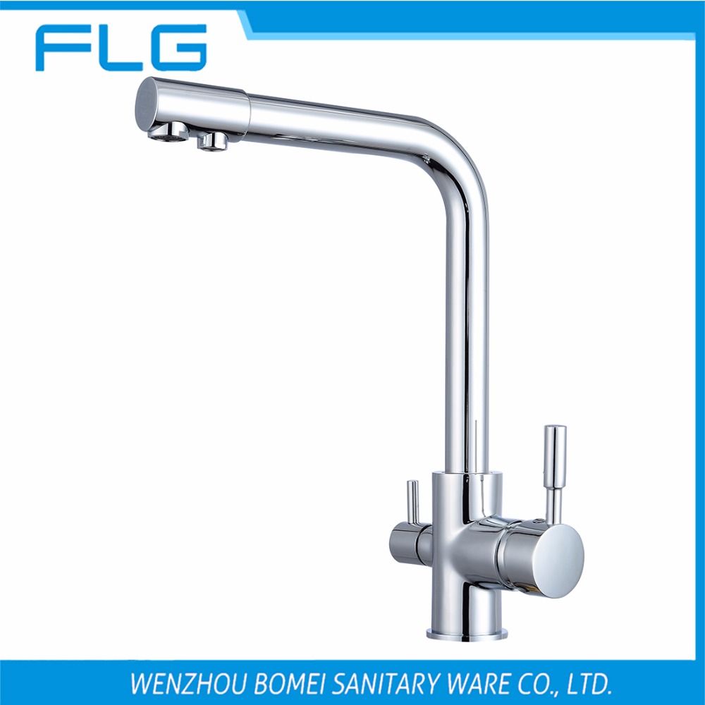 Free Shipping Brand New Kitchen Sink Faucet Tap Pure Water Filter Mixer Dual Handles Chrome