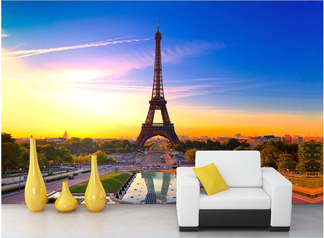 3d Room Wallpaper Custom Photo Mural A Romantic View Of The Eiffel Tower In Paris 3d Wall Murals ...