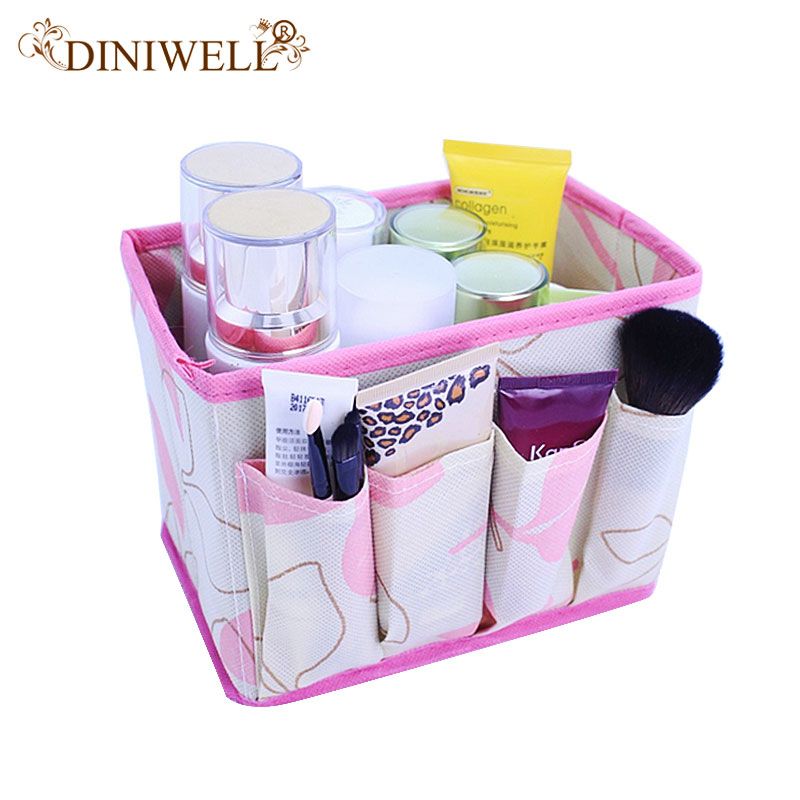 Diniwell Large Capacity Foldable Make Up Cosmetics Storage Box Container Bag Dresser Desktop Cosmetic Makeup Organizer