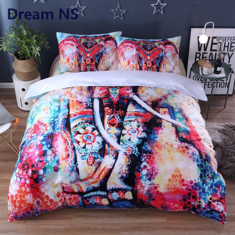 Ahsnme New Elephant Bedding Set Rainbow Graffiti Comforter Cover Ahsnme New Elephant Bedding Set Rainbow Graffiti Comforter Cover Dekbedovertrek 2 Persoons Hippie Bedlinen King Queen Size Luxury Sets Unique