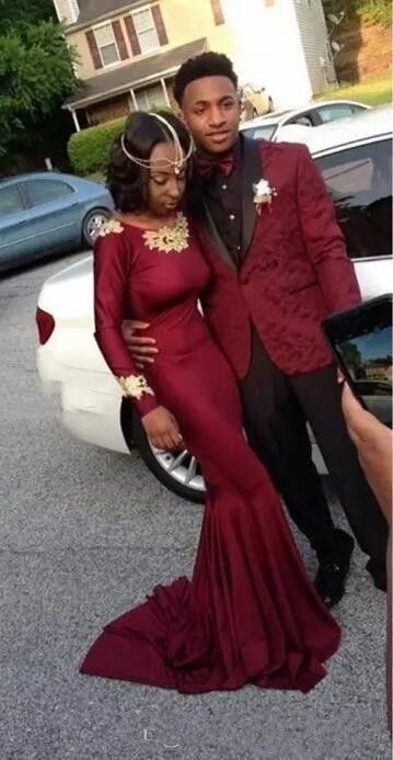 Hot African Burgundy Mermaid Prom 