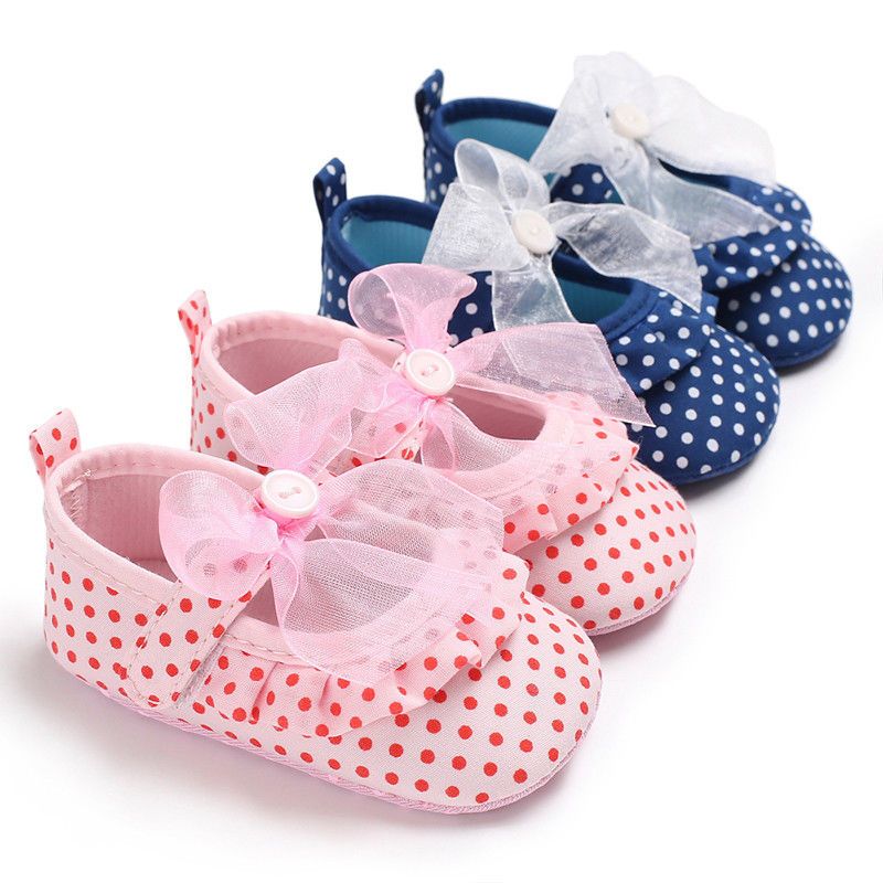 Newborn Baby Girls Shoes Bowknot Soft Sole Crib Shoes First Walkers