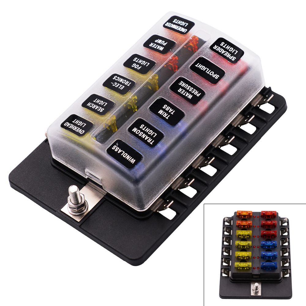 Fuse Box Max 32v Plastic Cover 12 Way Blade Fuse Box Holder M5 Stud Car Fuse Problems Car Fuse Box 12 Ways