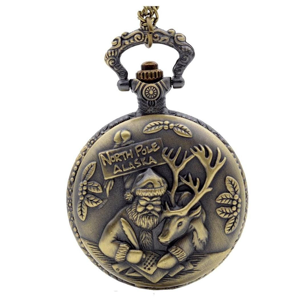 Santa Claus Deer Quartz Pocket Watch Analog Necklace Pocket Watch For Men Women Christmas Gif Watches line Gold Watches From Yuijin $22 32 Dhgate