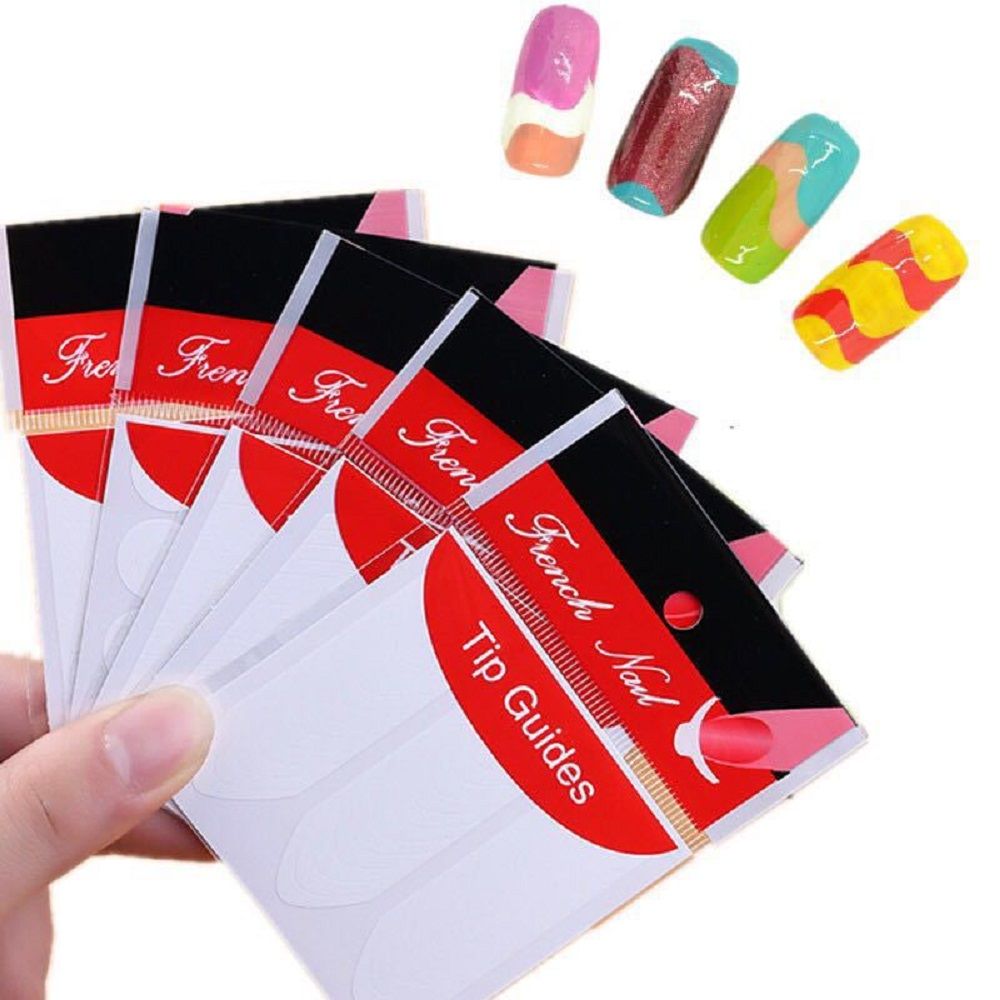 5 Packs Diy French Manicure Nail Art Tips Nail Sticker Decorations
