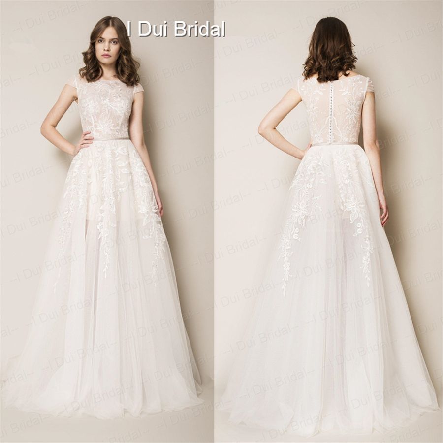 simple lace wedding dress no train