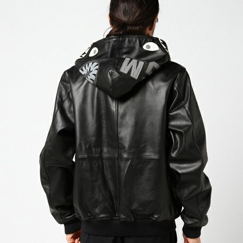 Luxury Shark Zipper Hooded Jacket Vintage Tall Street Fashion Hip Luxury Shark Zipper Hooded Jacket Vintage Tall Street Fashion Hip Hop Black Leather Men And Women Couple Coat Hfssjk004 Or Mens Types