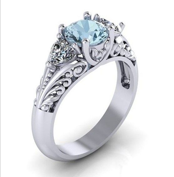 2019 Cubic Zirconia Wedding Ring Round Girl Design 925 Silver New