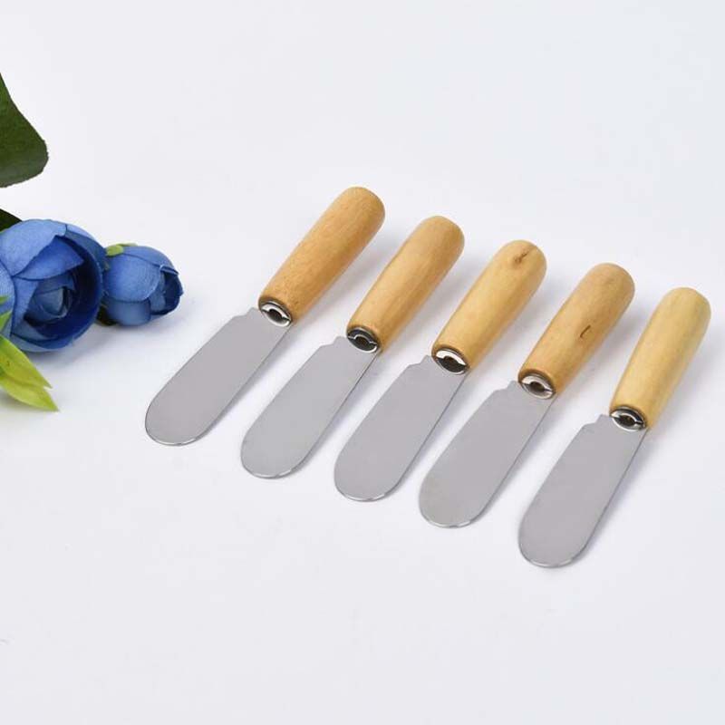 Butter Scraper Toast Scraper Kitchen Tool Stainless Steel Wooden Handle Butter Knife Cheese