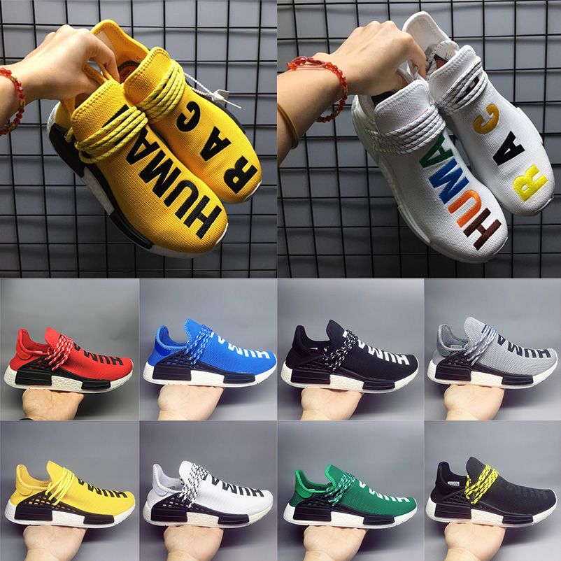 Big Size 36 47 Pharrell Williams Human Race Hu Trail Holi Mens Women Running Shoe High Quality 