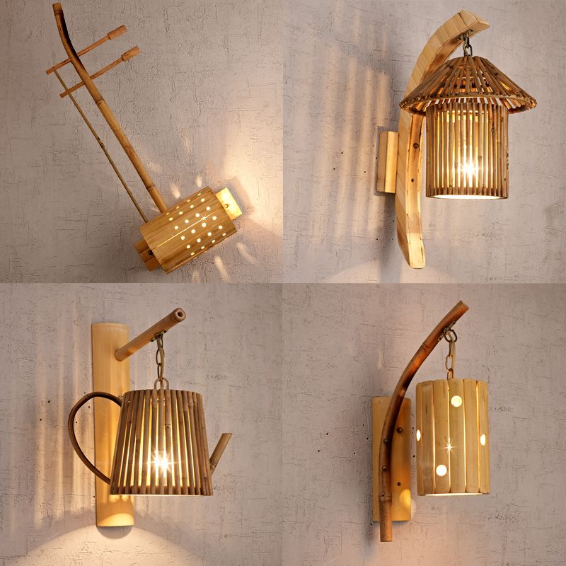 Vintage Tissage Chambre Murales Bain Pour Japonais Appliques Salle Lumière Led Lampes Maison Style Lumières Décoration De Bambou RL54j3A