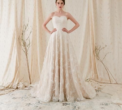 compre elegante vestido de novia de encaje chantilly marfil sin